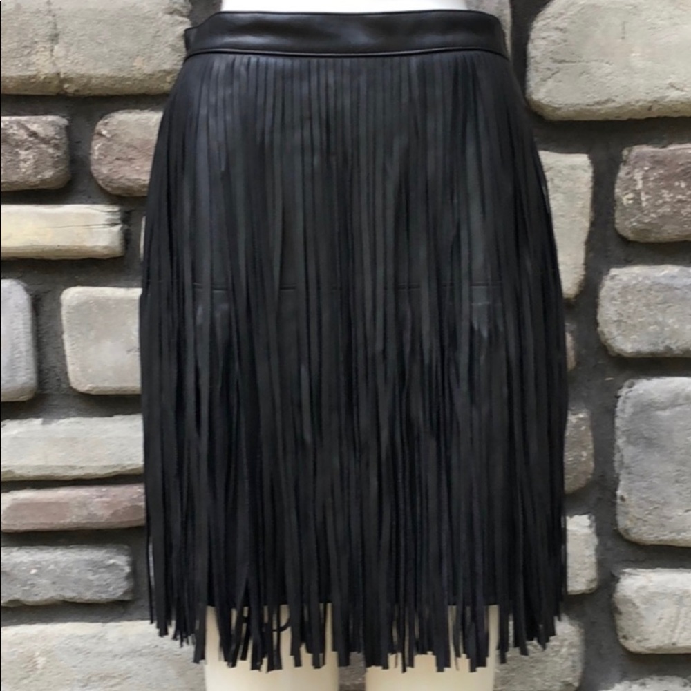 Fringed Faux Leather Skirt, n:Philanthropy